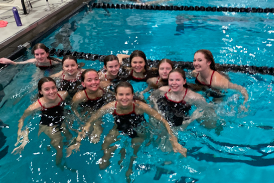Photo of the girls varsity swim team at Bard College