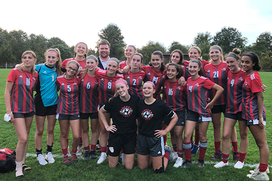 Photo of the girls varsity soccer team.